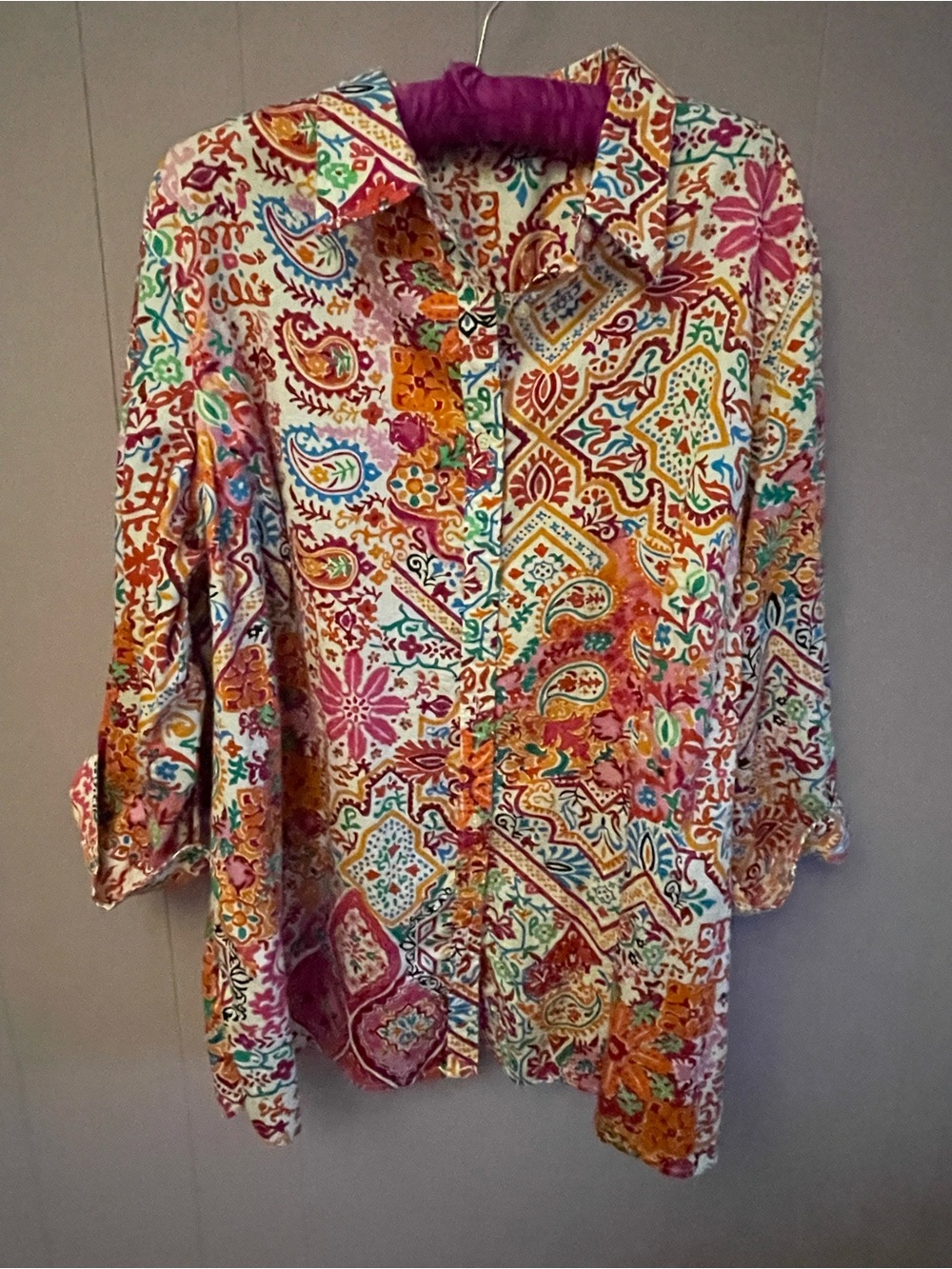 Lauren Ralph Lauren Multicolor Floral Paisley Print Shirt - Pink Accents